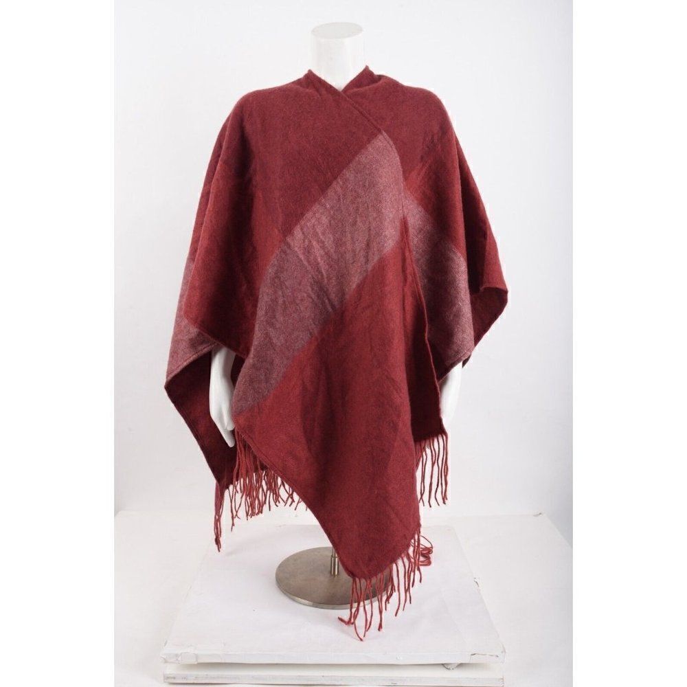Woolrich Womensย Shawl Wrap Scarf OneโSize Fits All Red Plaid FringeโTrim